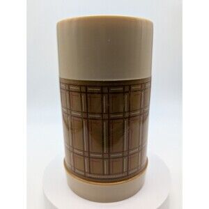 Vintage ALADDIN Best Buy Thermos #WM4040 Pint Wide Mouth Beige Brown Red Plaid